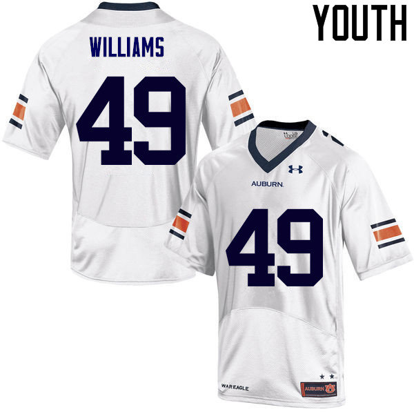 Auburn Tigers Youth Darrell Williams #49 White Under Armour Stitched College NCAA Authentic Football Jersey SUU8074RT